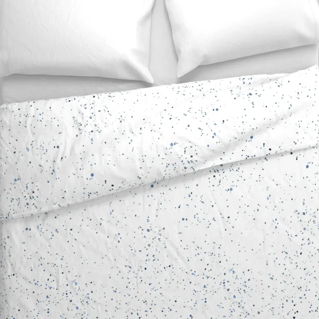 Watercolor Snow Duvet Cover - Blue, White alternate view