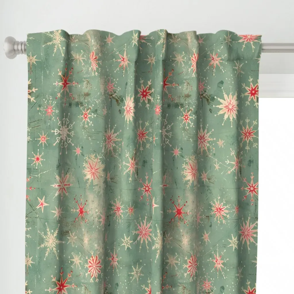 Watercolor Snowflakes Curtain Panel - Teal alternate view