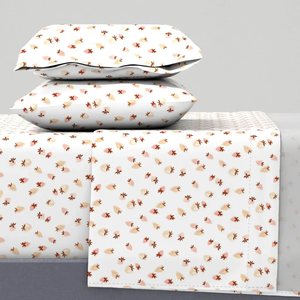 Watercolor Strawberries Pattern Full Sheet Set - Peach product