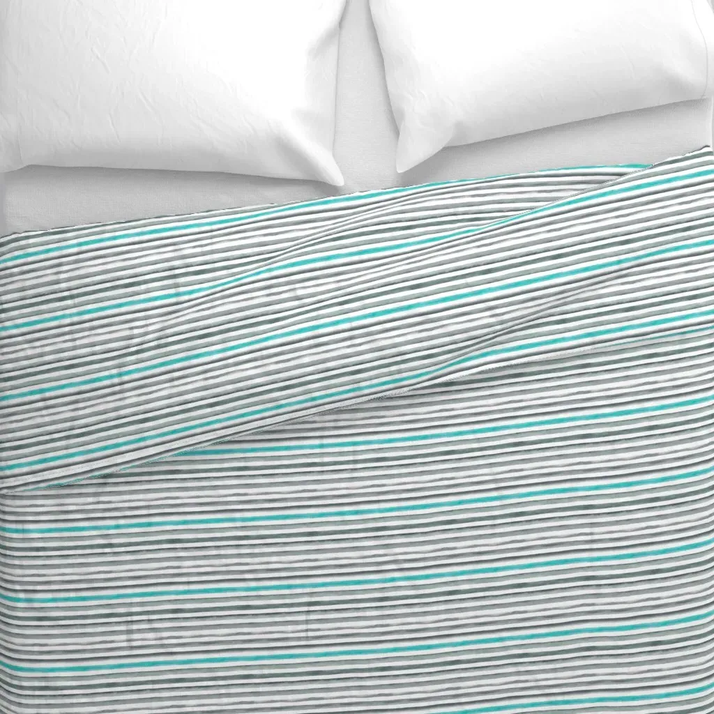 Watercolor Stripes Duvet Cover - Gray alternate view
