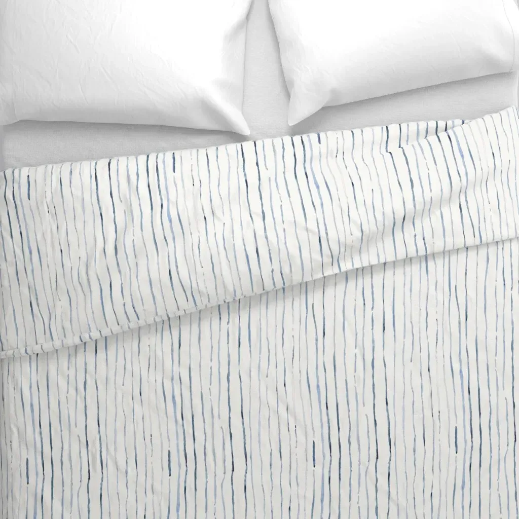 Watercolor Stripes Duvet Cover - Indigo alternate view
