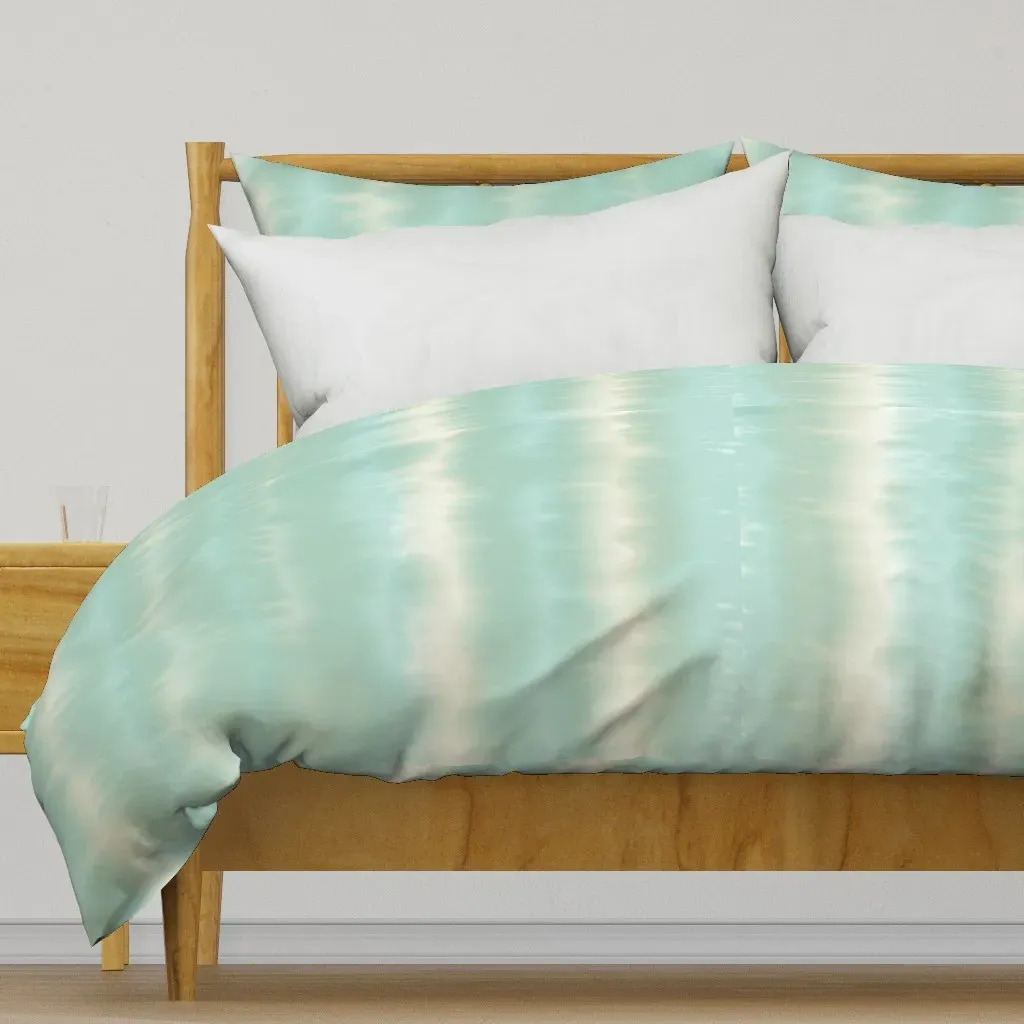 Watercolor Stripes Duvet Cover - Seafoam Green product