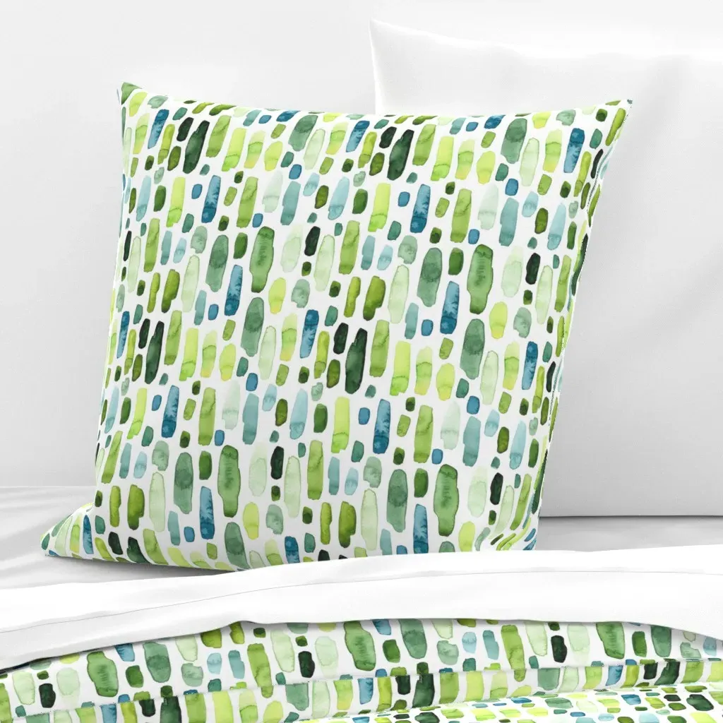 Watercolor Stripes Euro Pillow Sham - Green product