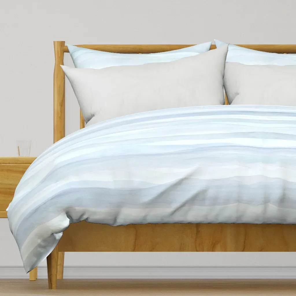Watercolor Stripes In Waves Duvet Cover - Light Blue product