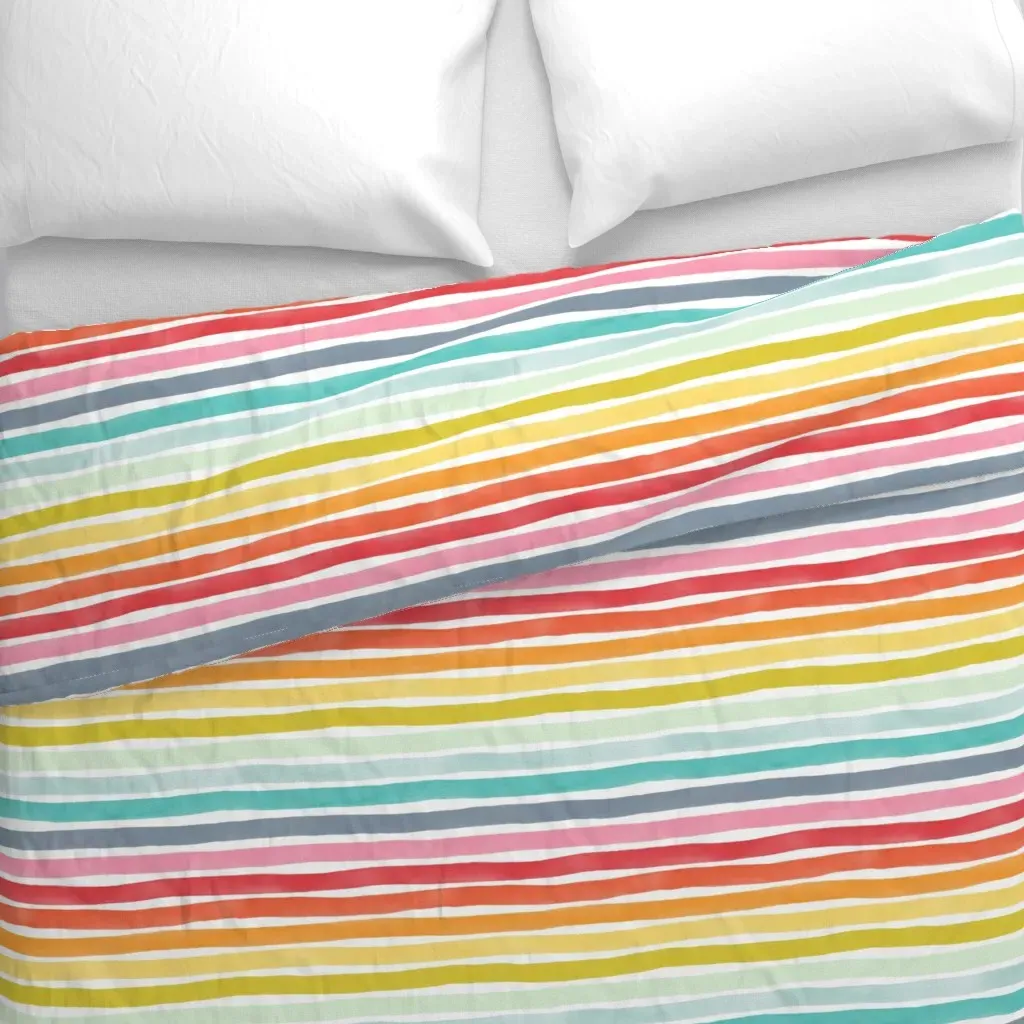 Watercolor Stripes M+M Rainbow Duvet Cover - Orange alternate view