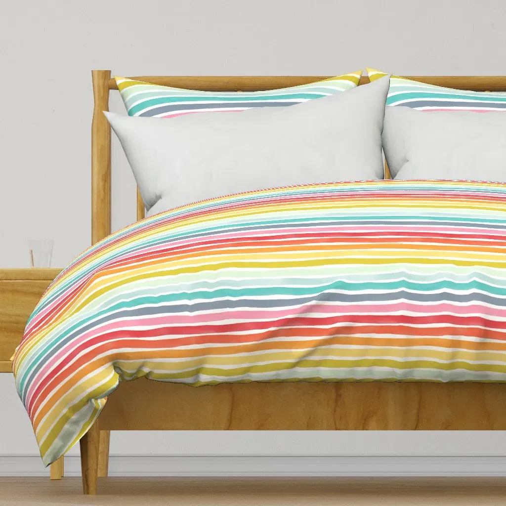 Watercolor Stripes M+M Rainbow Duvet Cover - Orange product