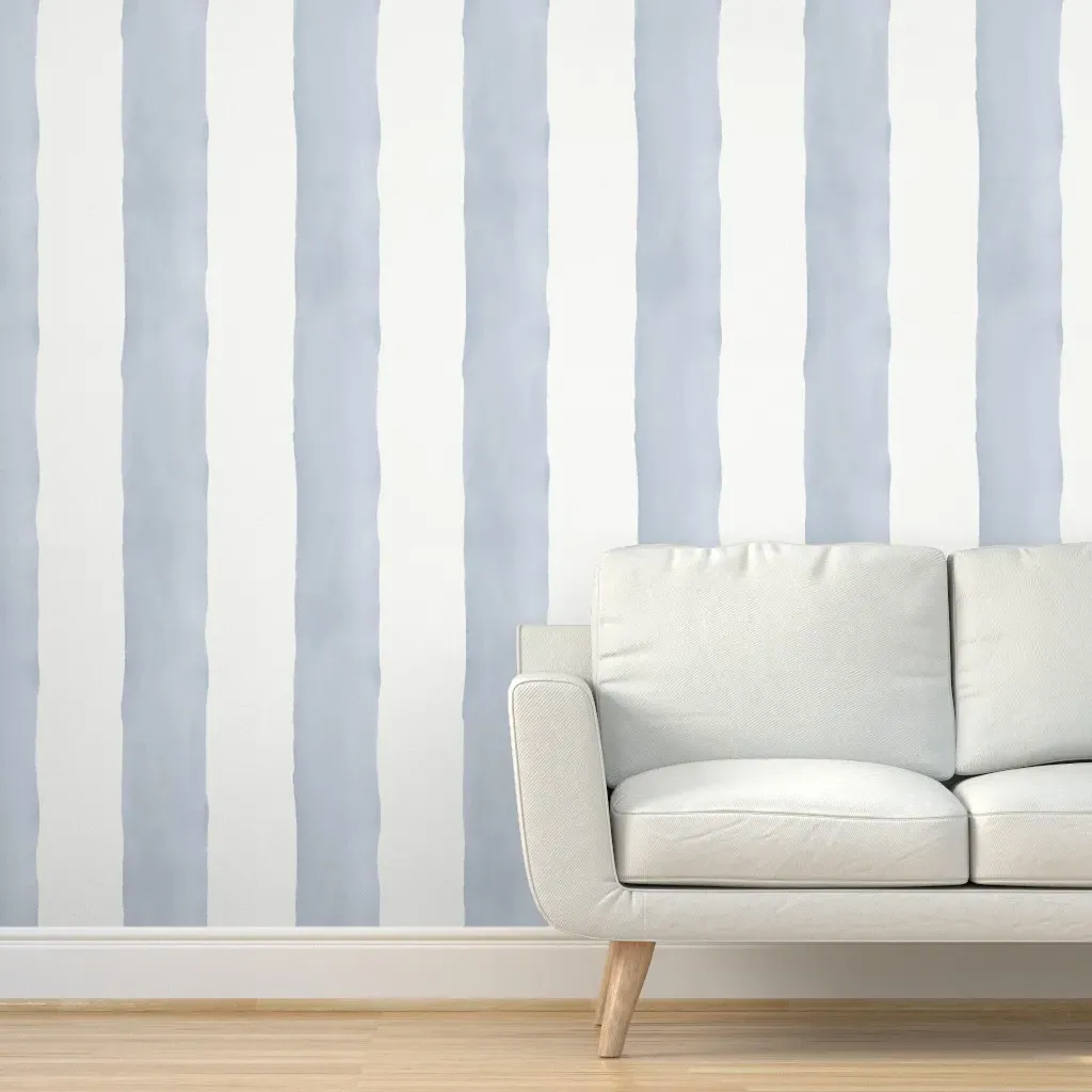 Watercolor Stripes Peel and Stick Wallpaper - Dove Blue product