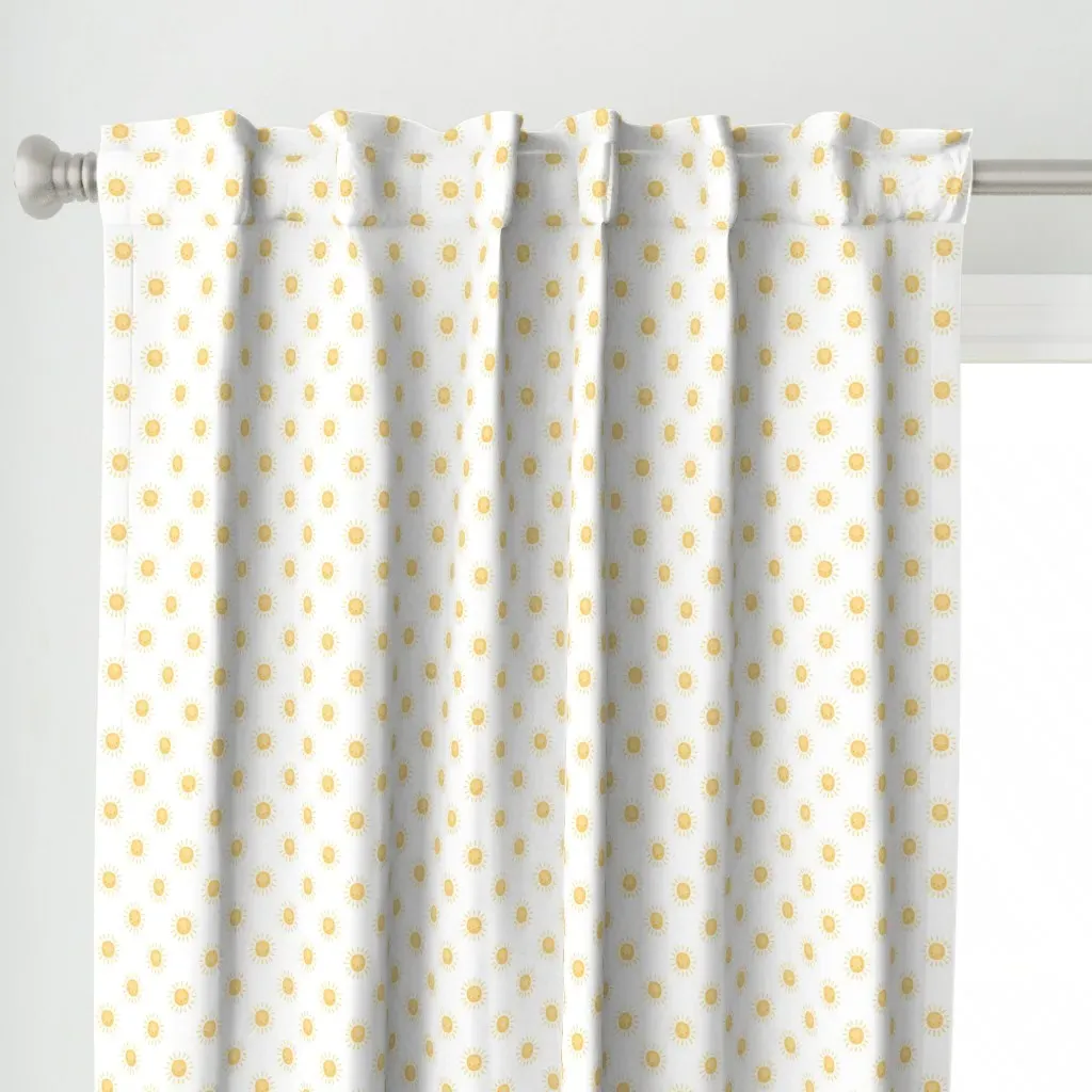 Watercolor Suns Curtain Panel - Yellow, White alternate view