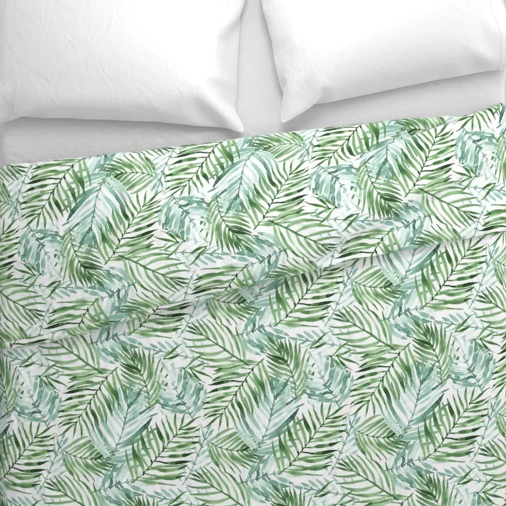 Watercolor Tropics Duvet Cover - Green alternate view