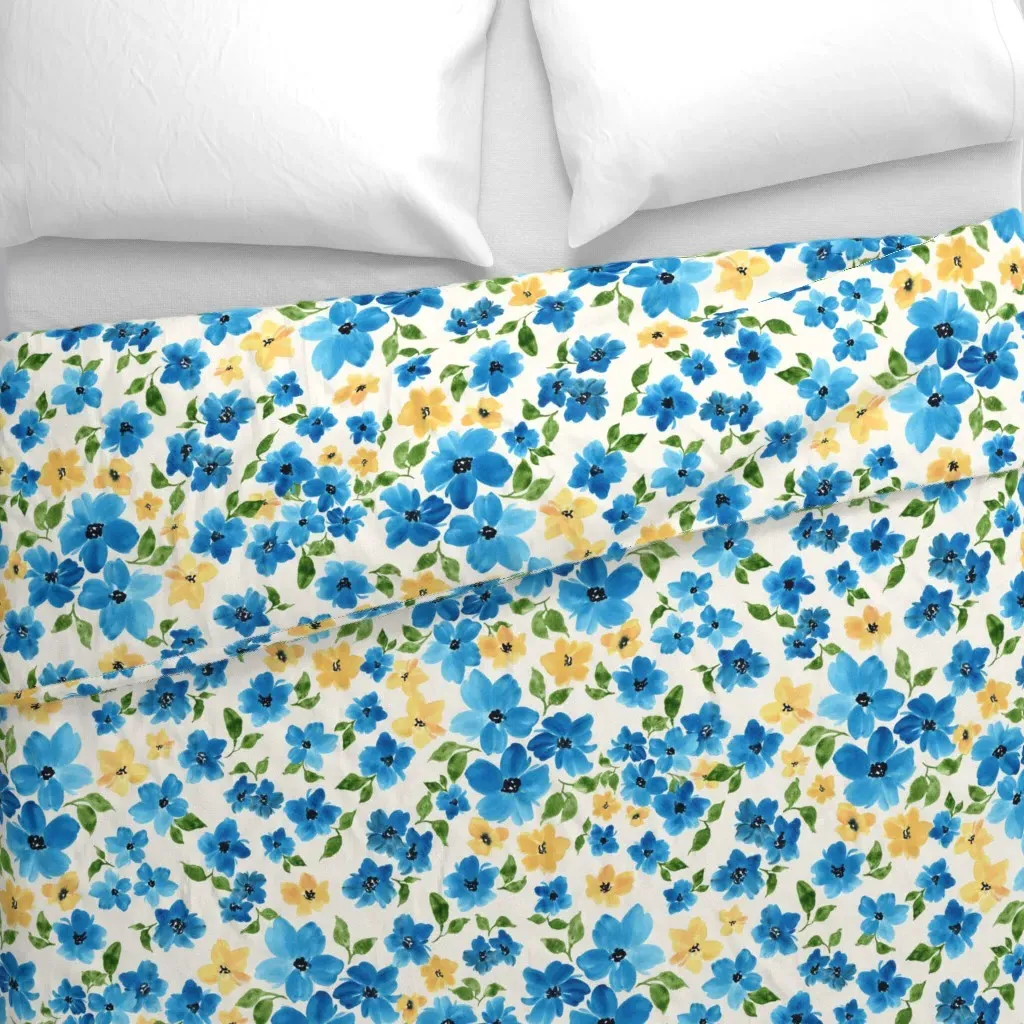 Watercolor Turquoise Blue Duvet Cover alternate view