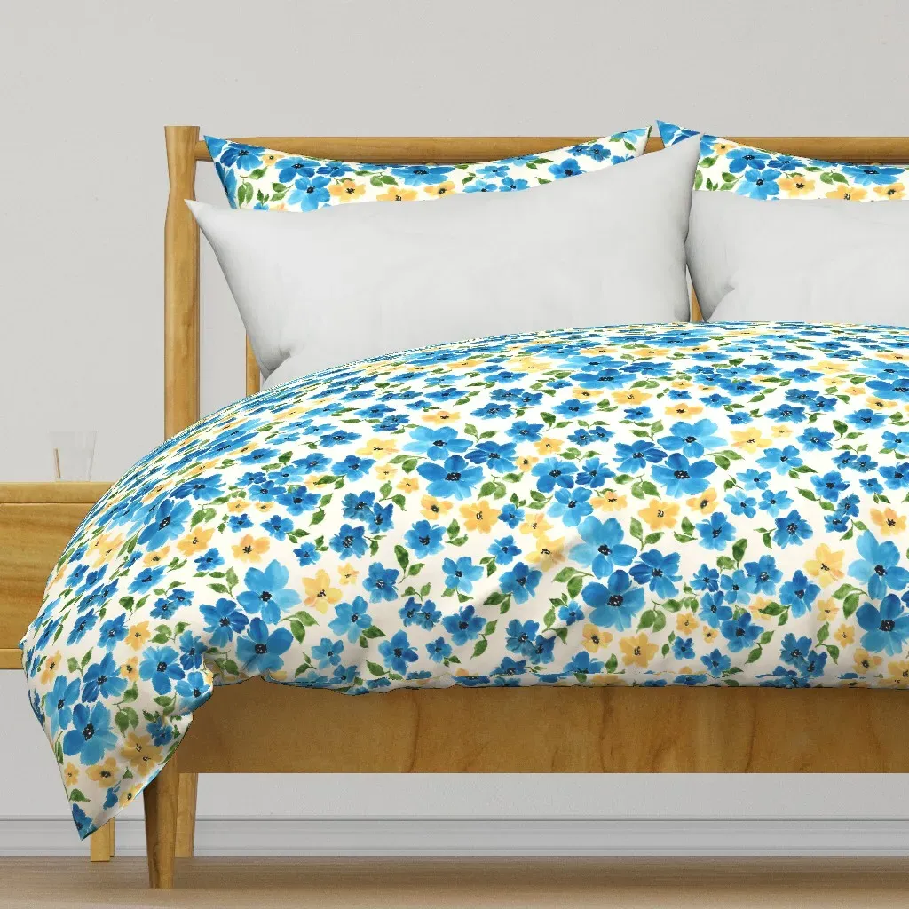 Watercolor Turquoise Blue Duvet Cover product