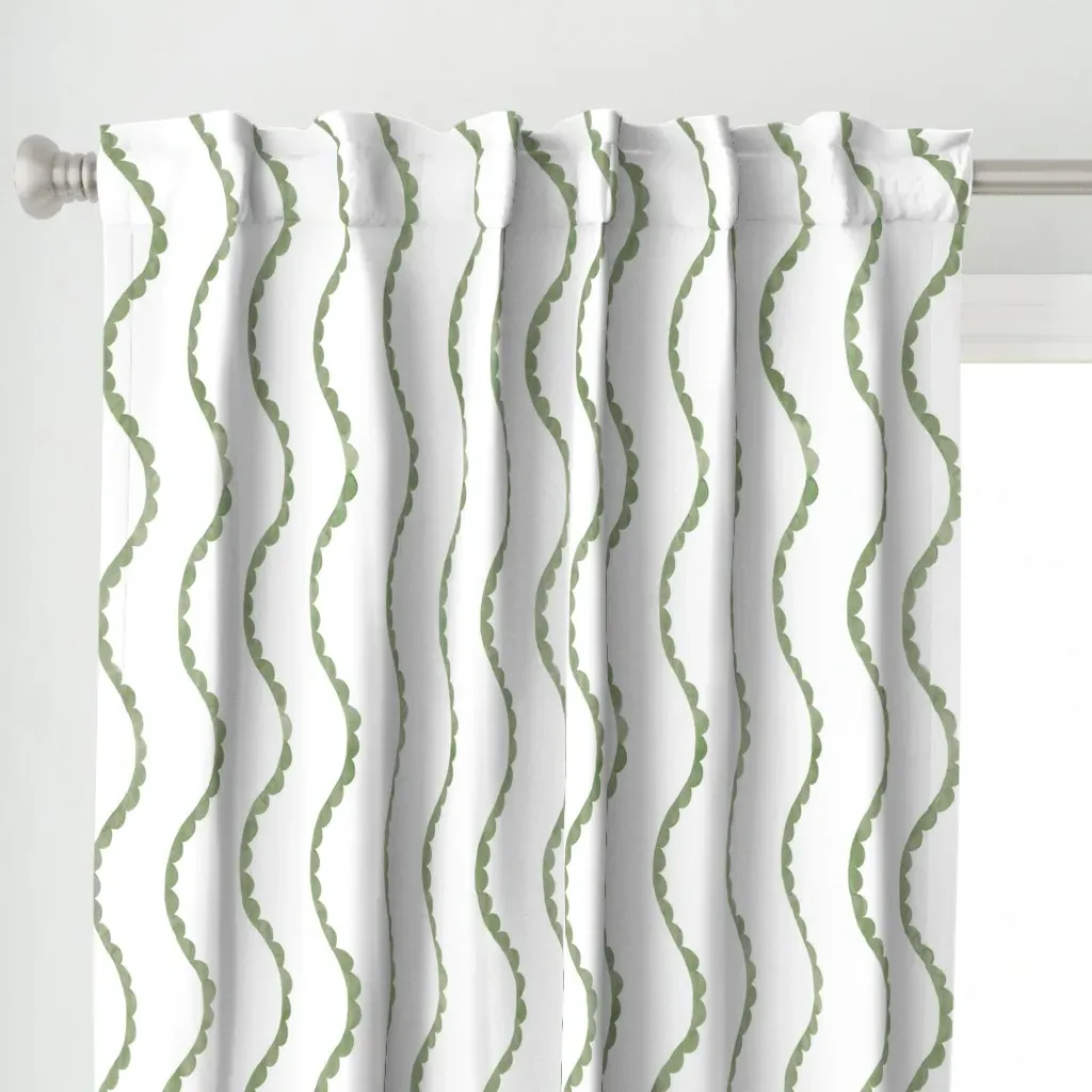 Watercolor Waves Curtain Panel - Sage Green alternate view