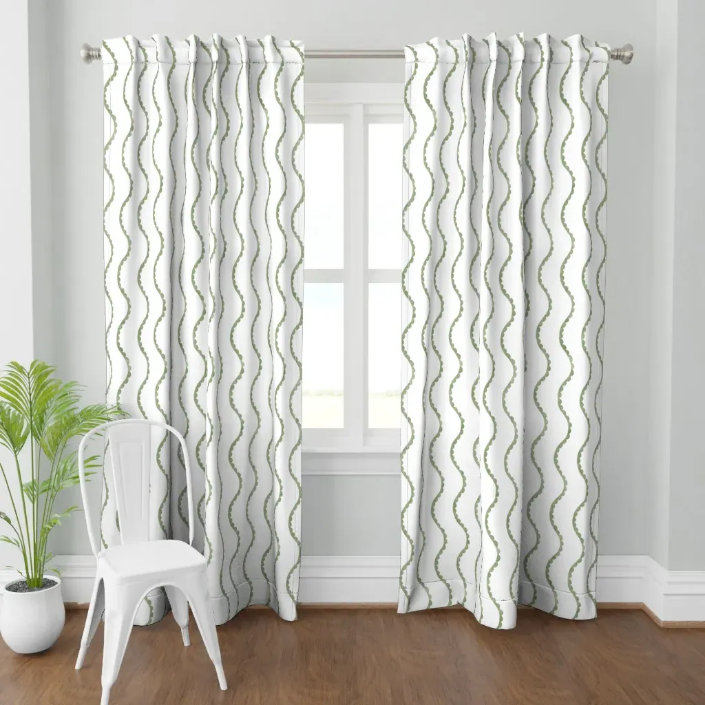 Watercolor Waves Curtain Panel - Sage Green product