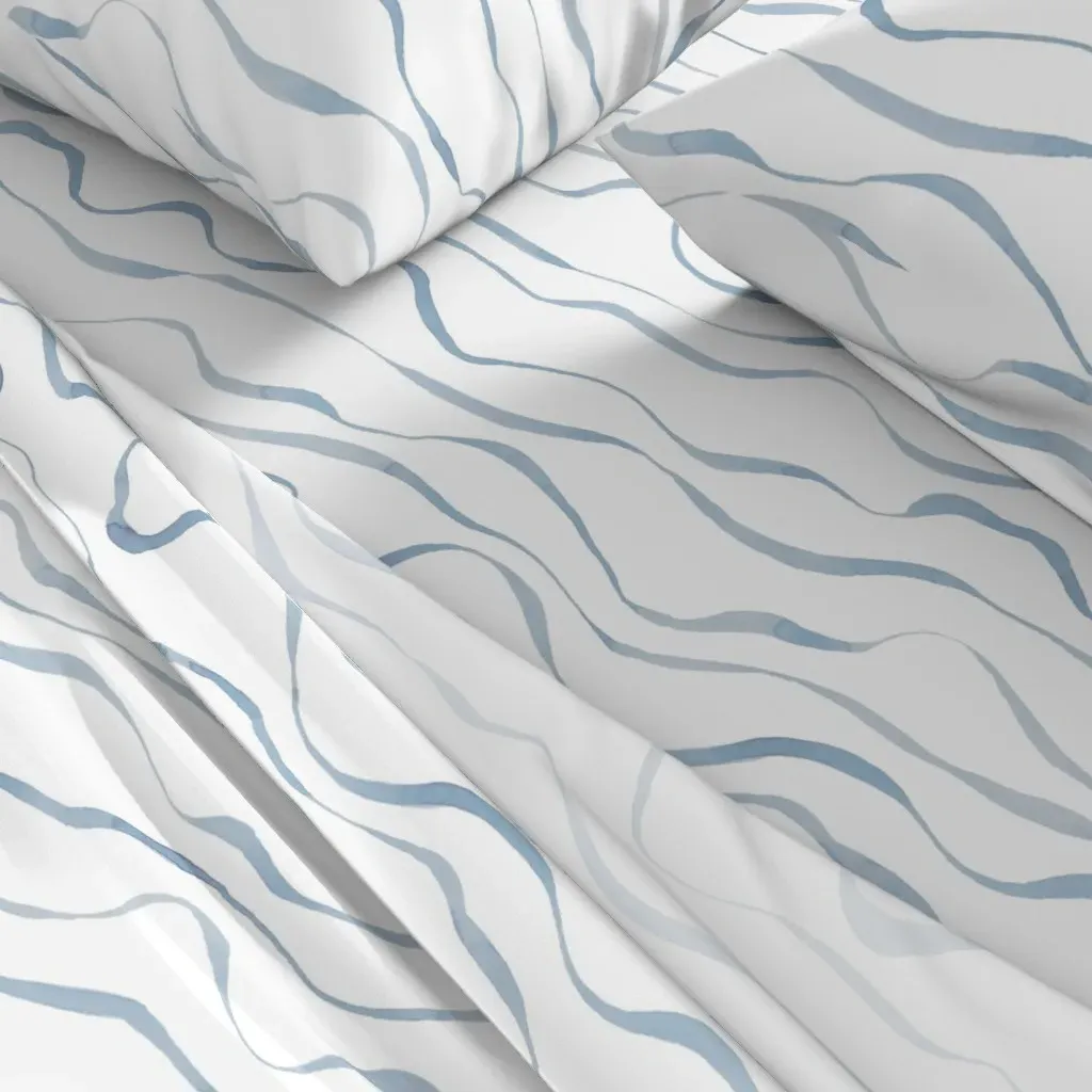 Watercolor Waves Full Sheet Set - Light Blue alternate view