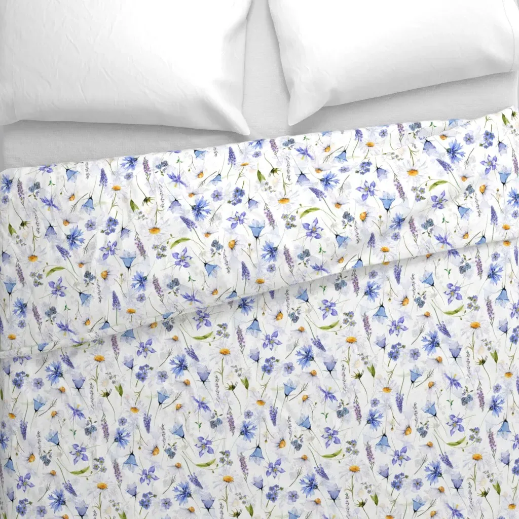 Watercolor Wildflowers Duvet Cover - White alternate view