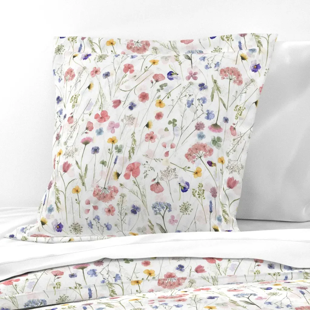 Watercolor Wildflowers Euro Pillow Sham - Pink product