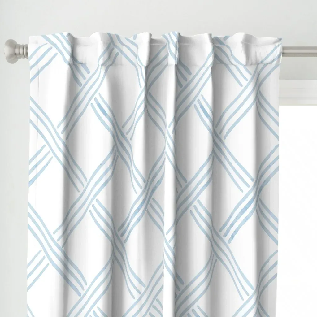 Watercolor Woven Lattice Curtain Panel - Light Blue alternate view