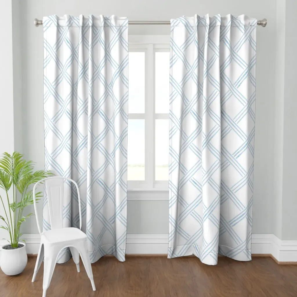 Watercolor Woven Lattice Curtain Panel - Light Blue product