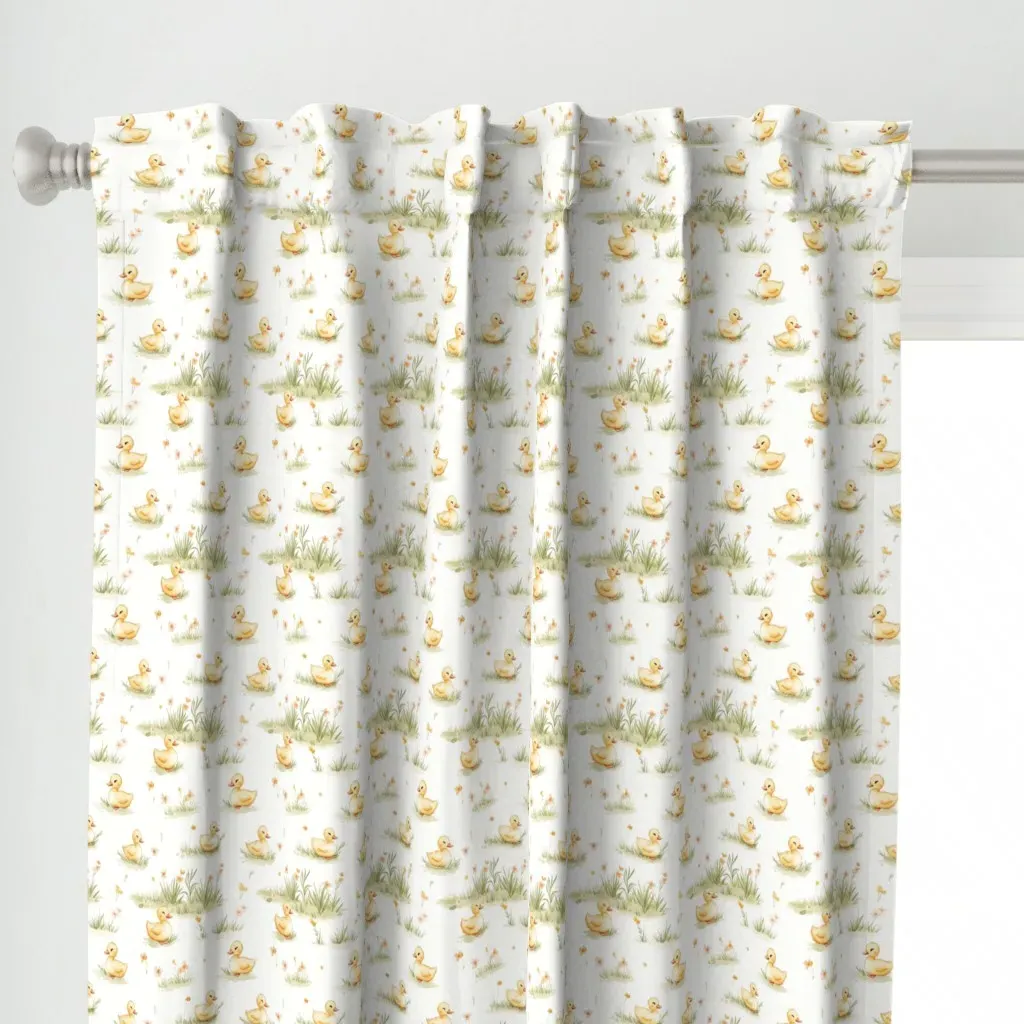 Watercolour Chicks Curtain Panel - Yellow alternate view