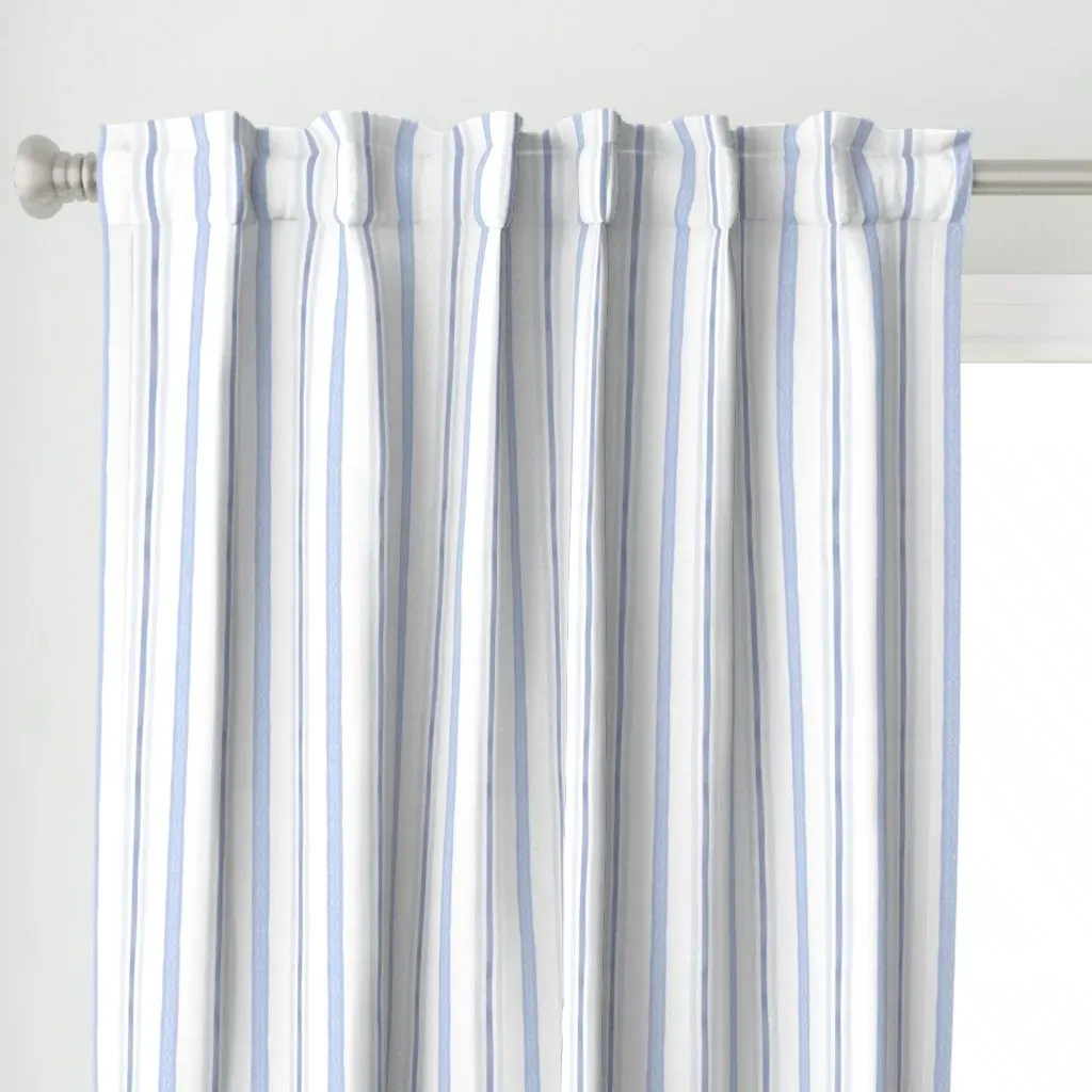 Watercolour Ticking Small Curtain Panel - Blue alternate view