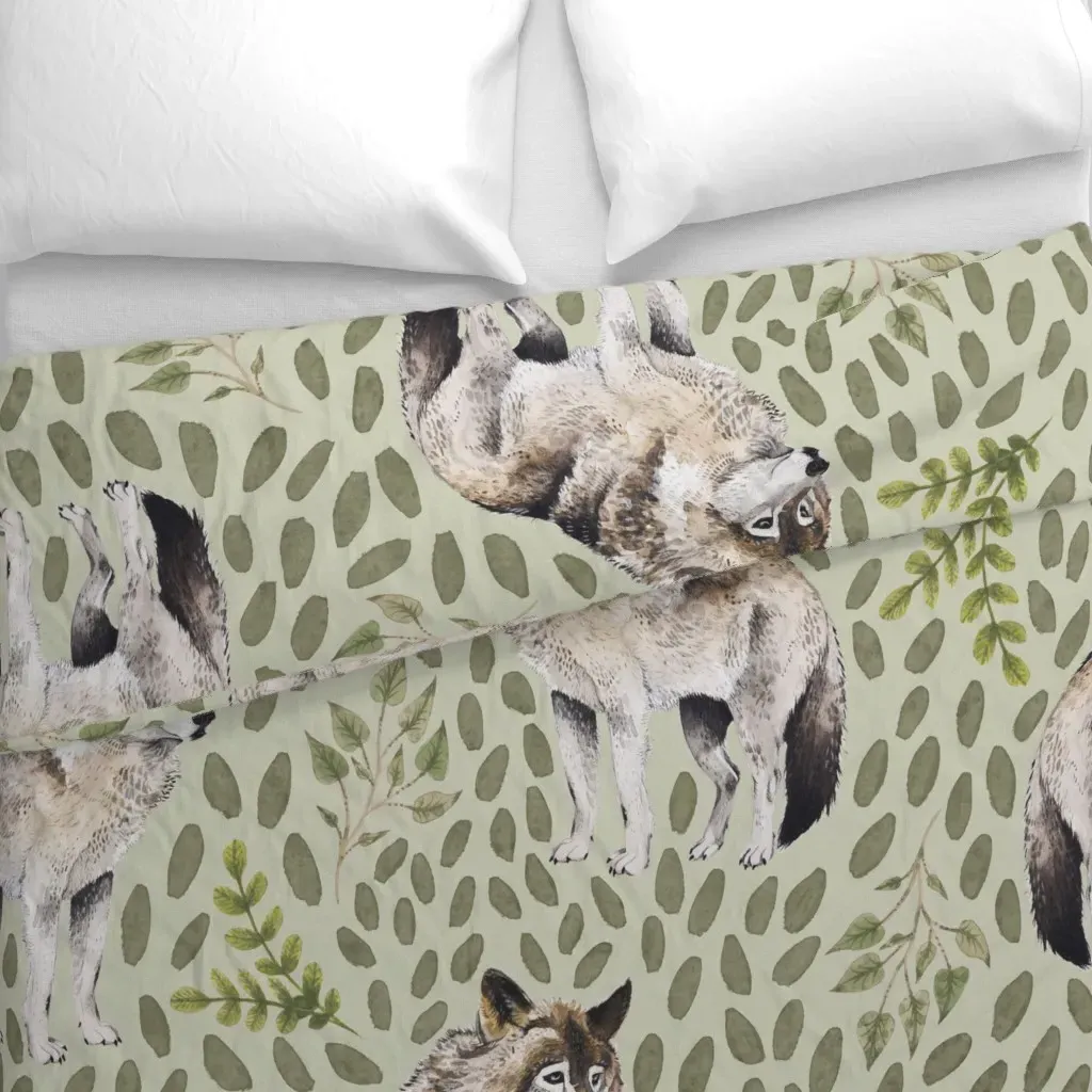 Watercolour Wolf Pack Duvet Cover - Gray-Brown alternate view