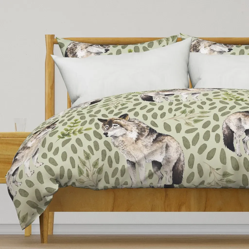 Watercolour Wolf Pack Duvet Cover - Gray-Brown product
