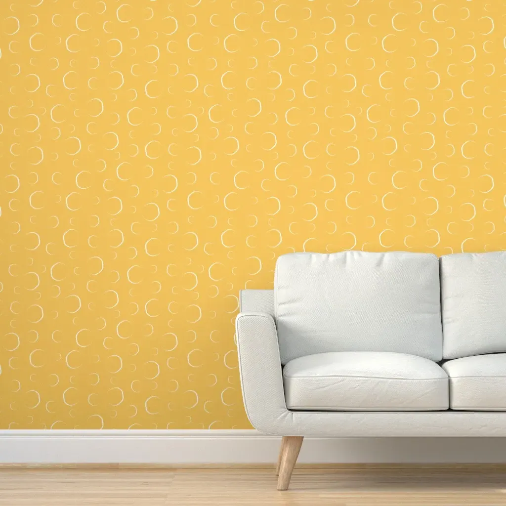 Waterdrops Peel and Stick Wallpaper - Pale Yellow product