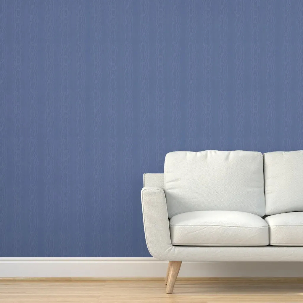 Watered Silk Moire Texture Peel and Stick Wallpaper - Dusty Blue product