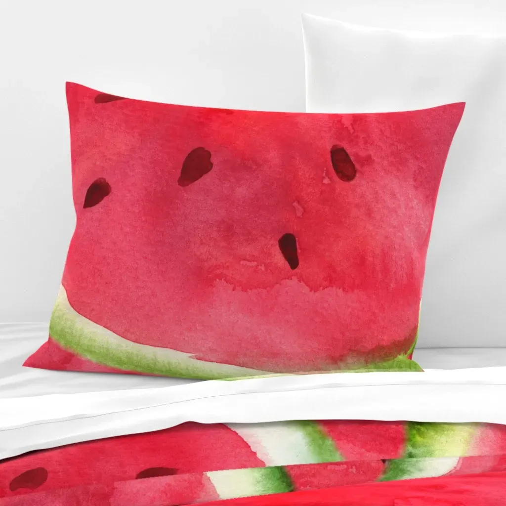 Watermelon Pattern Standard Knife Edge Cushion Cover - Red, Cotton product