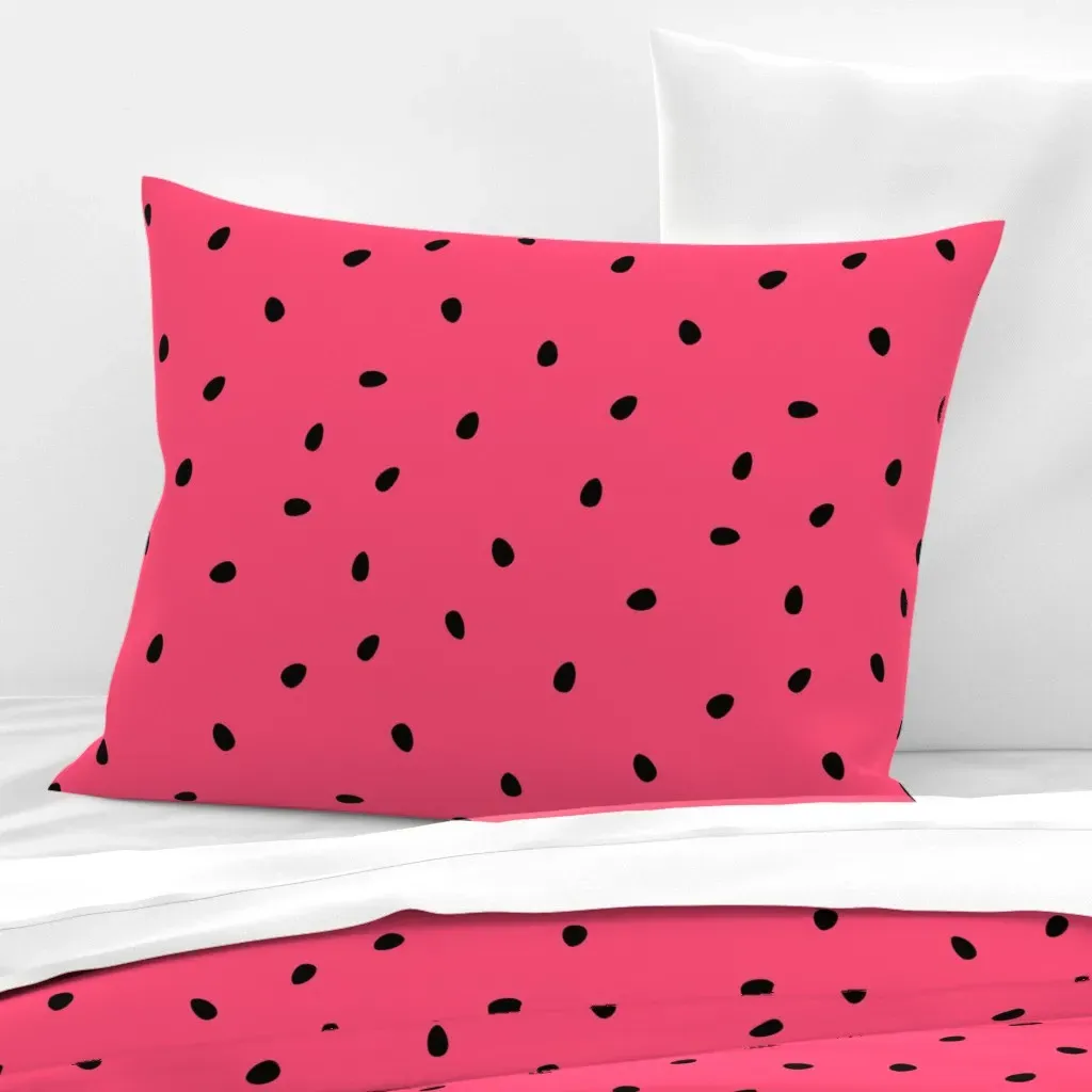 Watermelon Seeds Standard Knife Edge Cushion Cover - Pink, Cotton Sateen product
