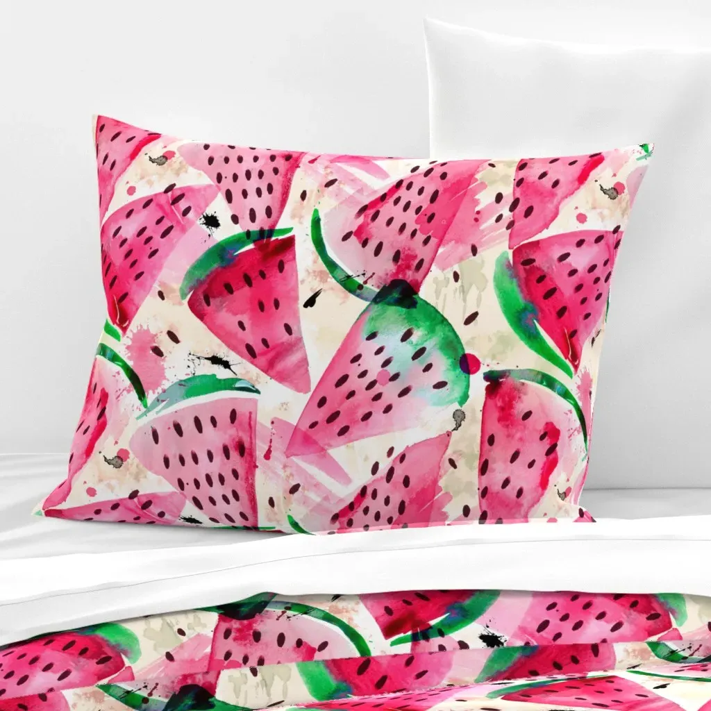 Watery Watermelons Standard Knife Edge Cushion Cover - Pink, Cotton Sateen product