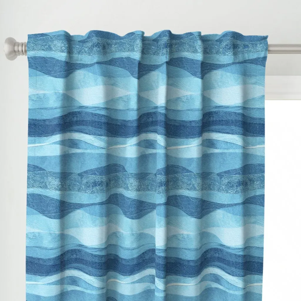 Wave Large Curtain Panel - Sky Blue alternate view