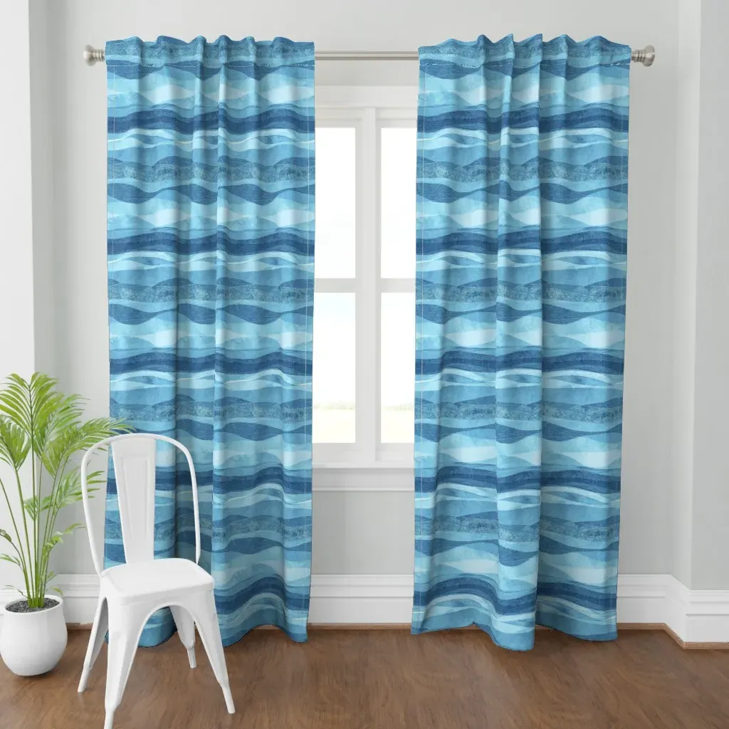 Wave Large Curtain Panel - Sky Blue product