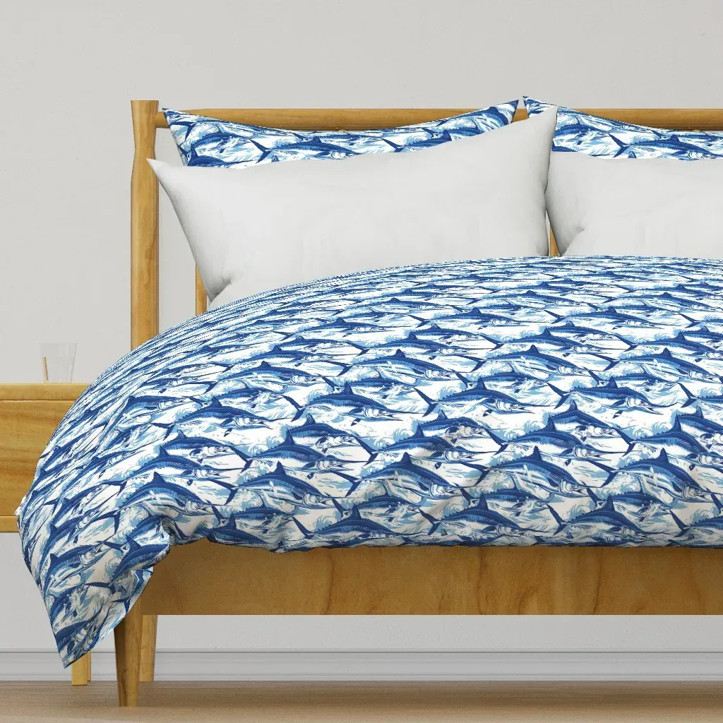 Wave Rider Striped Marlin Duvet Cover - Blue product