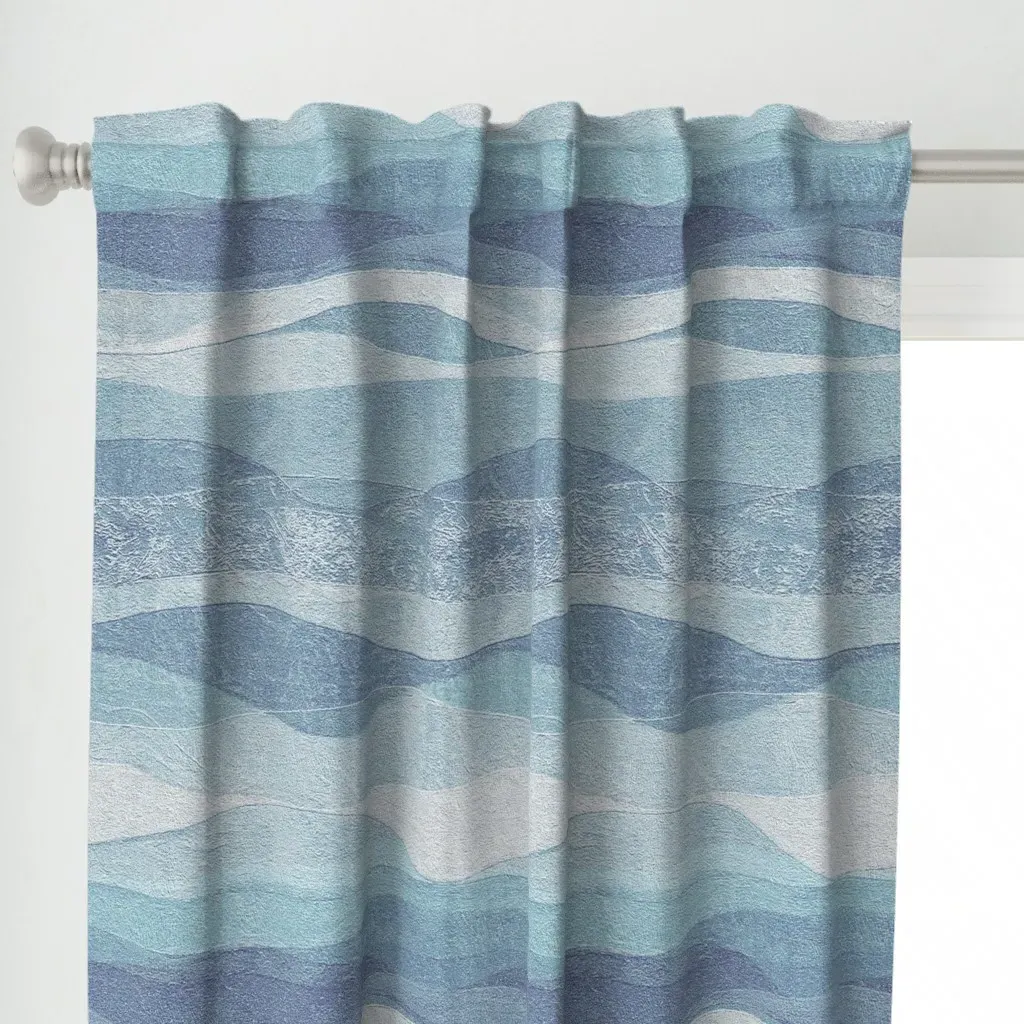 Wave-Sky Blue And Sea Curtain Panel - Blue alternate view