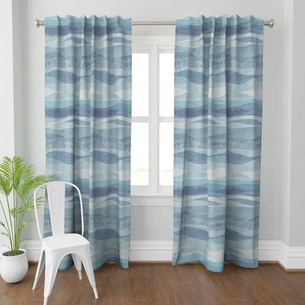 Wave-Sky Blue And Sea Curtain Panel - Blue product