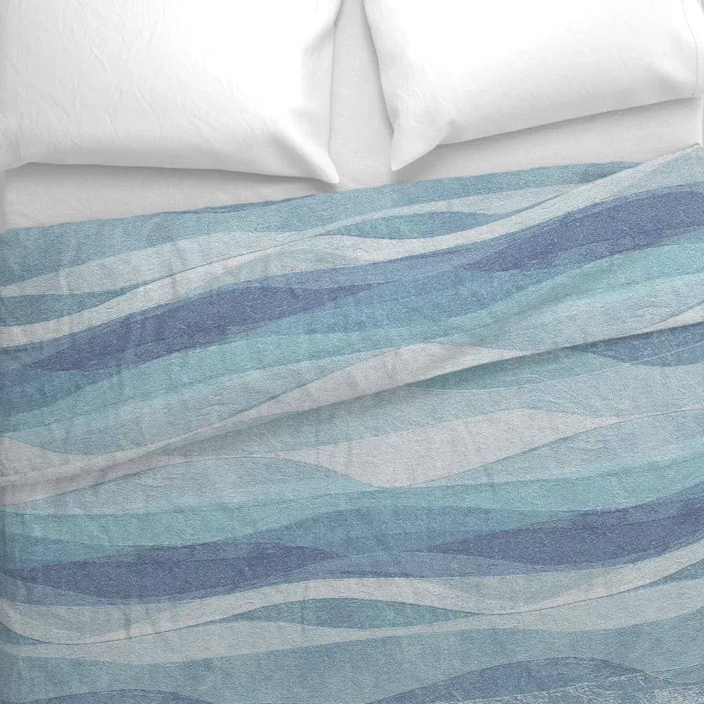 Wave-Sky Blue And Sea Duvet Cover - Blue alternate view