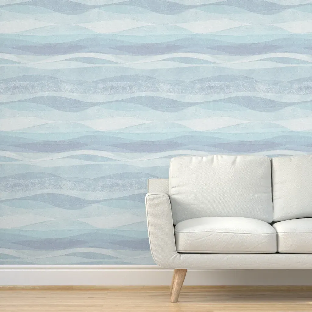Wave-Skyblue Sea Lighter Peel and Stick Wallpaper - Light Blue product
