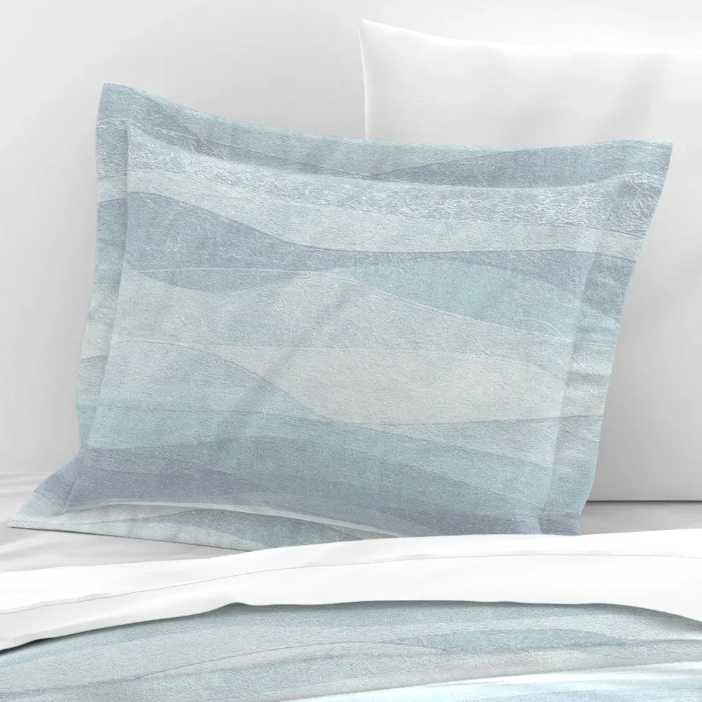 Wave-Skyblue Sea Standard Flanged Pillowcase - Light Blue, Cotton Sateen product