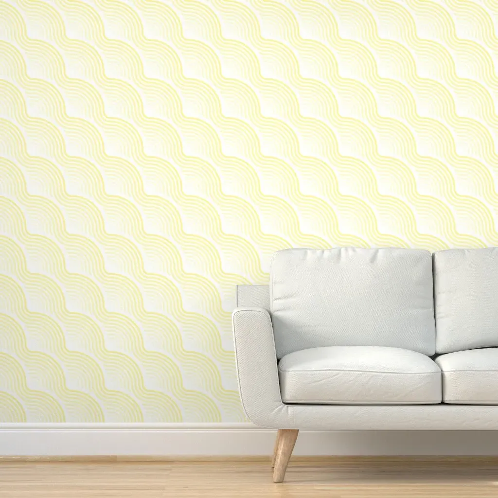 Wavelength Monochrome Peel and Stick Wallpaper - Pale Yellow product