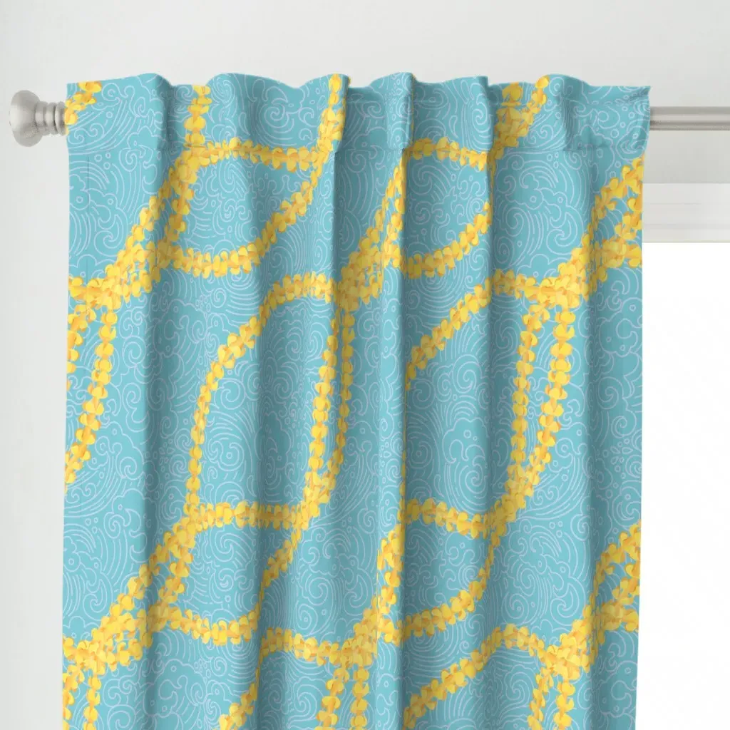 Waves 3-Panel Curtain - Yellow alternate view