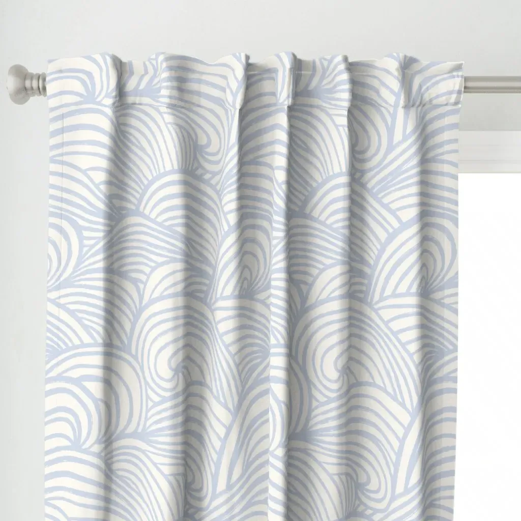 Waves In Motion Coastal Curtain Panel - Light Blue alternate view