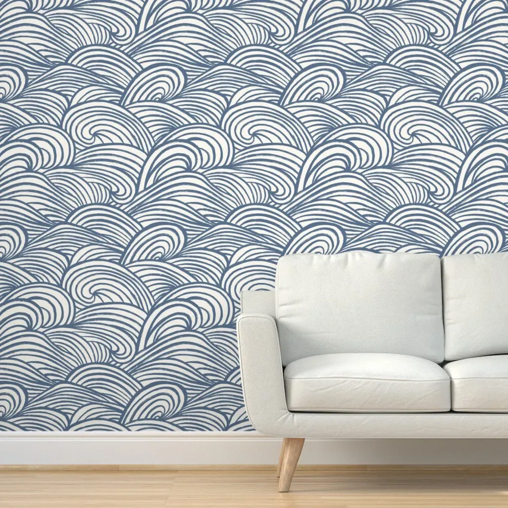 Waves In Motion Coastal Peel and Stick Wallpaper - Blue product