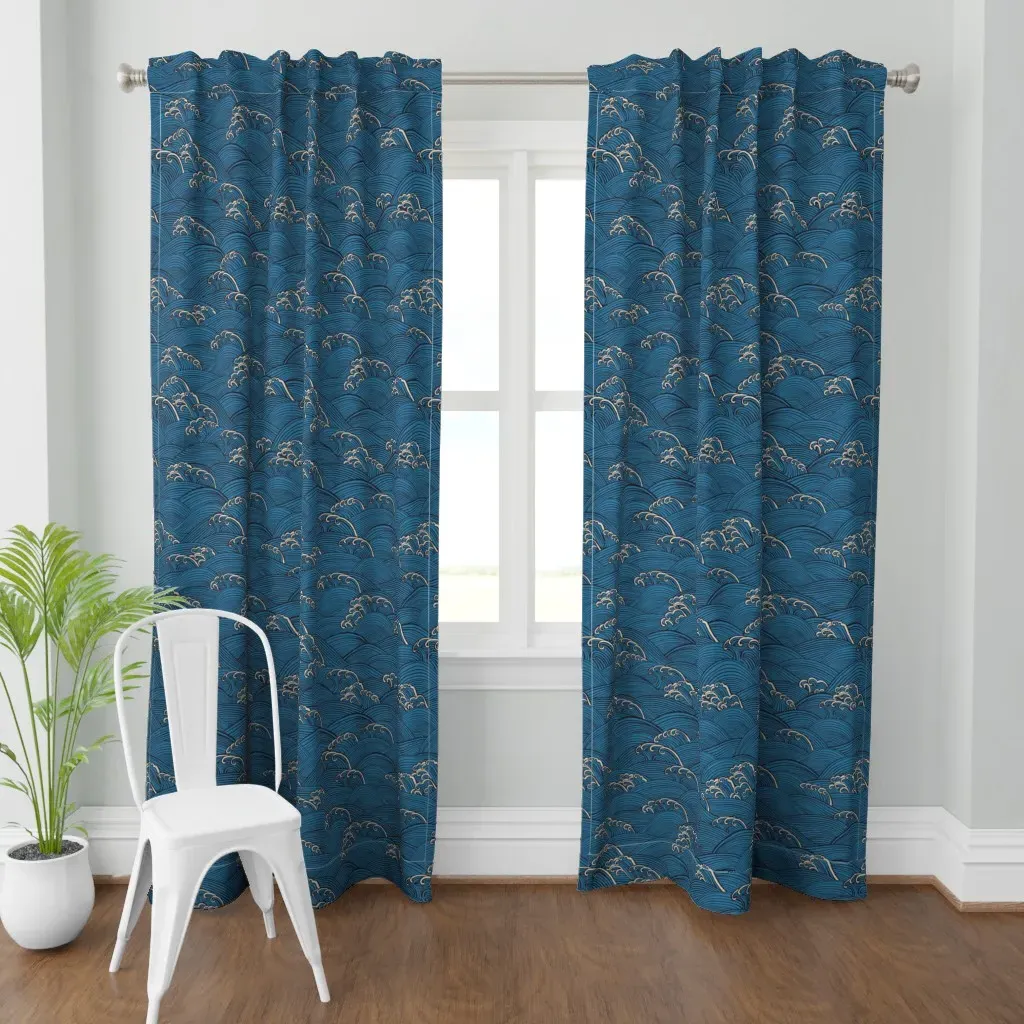 Waves Large Curtain Panel - Blue product