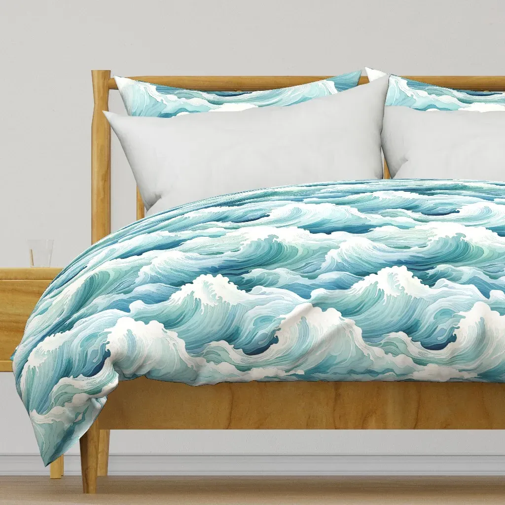 Waves Ocean Water Blue Sea Duvet Cover - Teal product