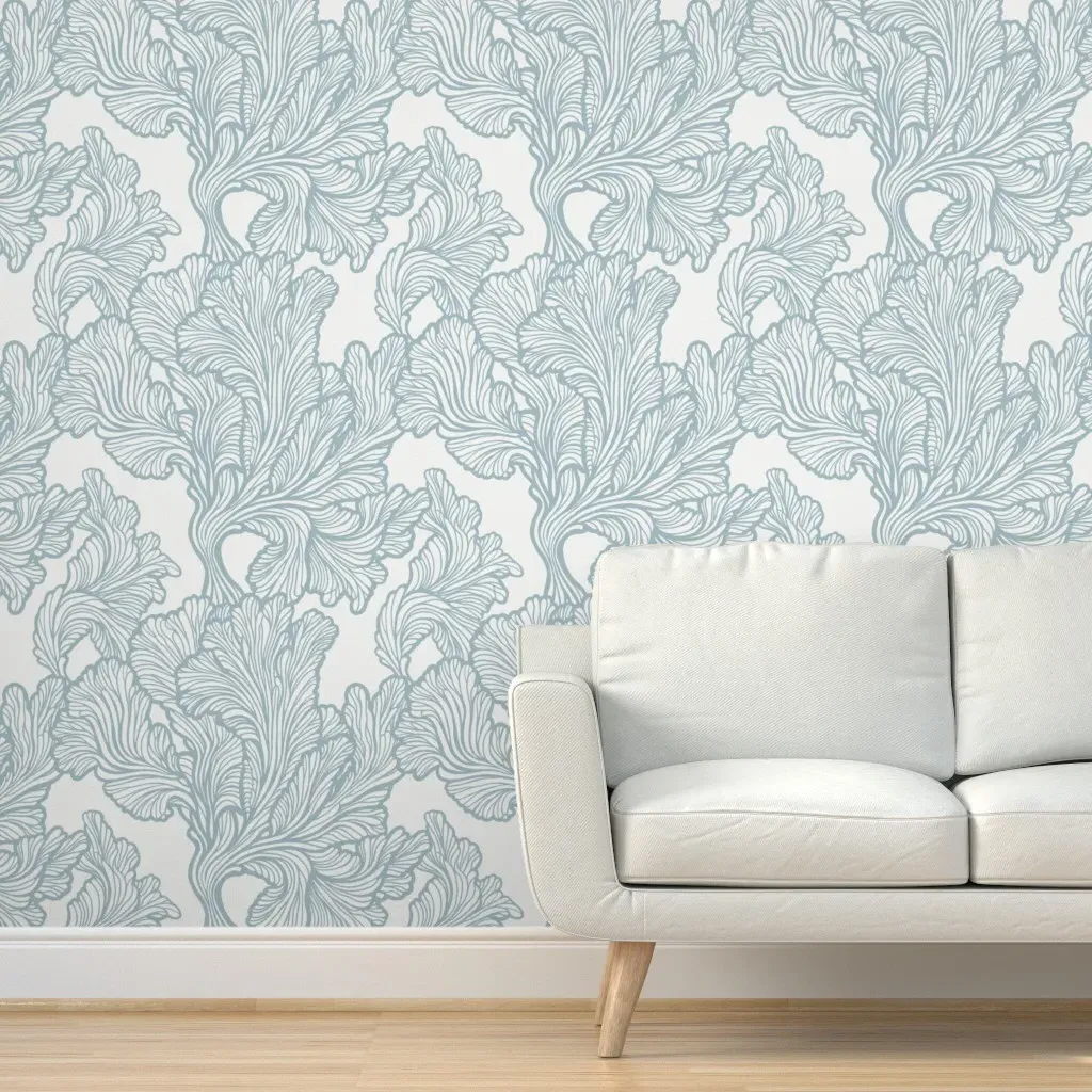 Waving Coral Reefs Peel and Stick Wallpaper - Light Blue product