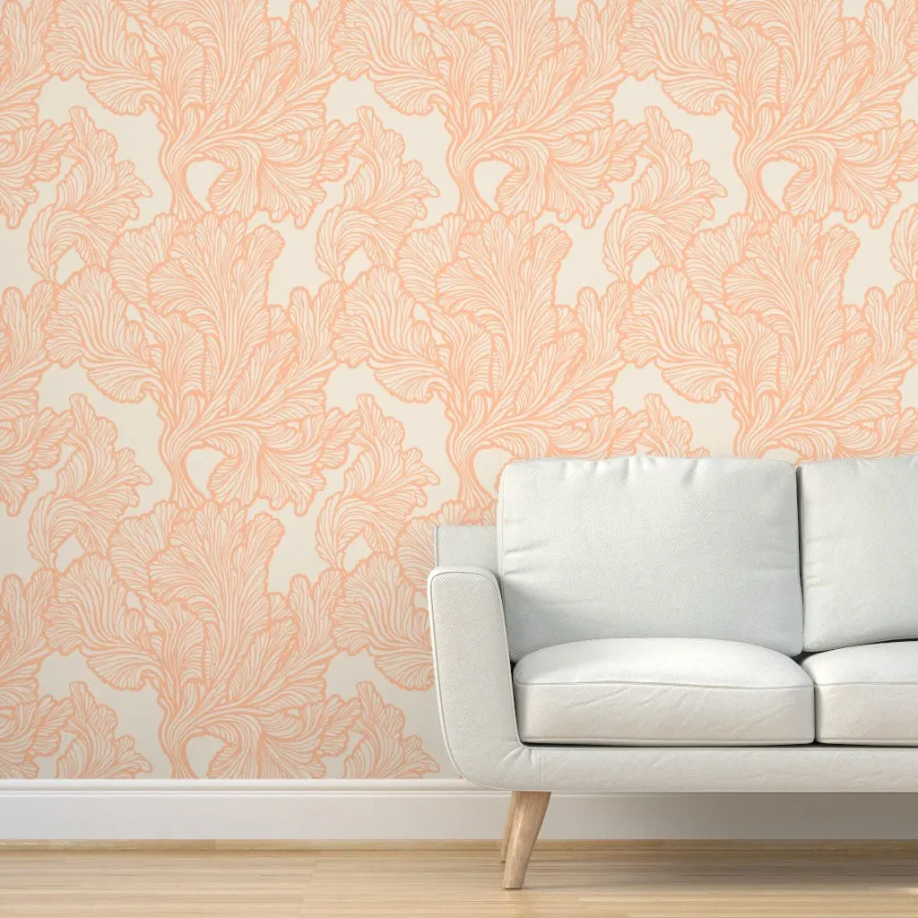Waving Coral Reefs Peel and Stick Wallpaper - Peach product