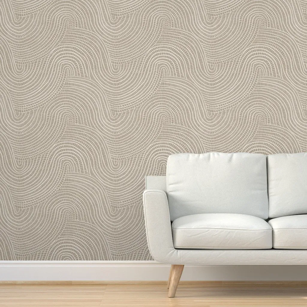Wavy Coastal Abstract Peel and Stick Wallpaper - Beige product