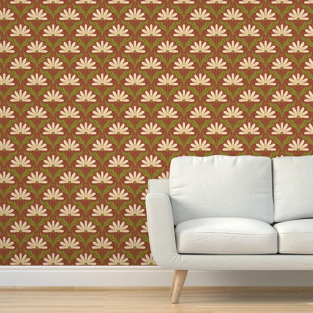 Wavy Daisy Peel and Stick Wallpaper - Nutmeg Orange product