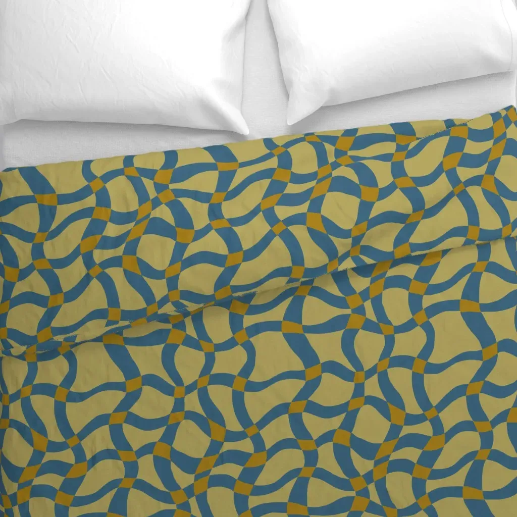 Wavy Plaid Duvet Cover - Mustard Yellow alternate view